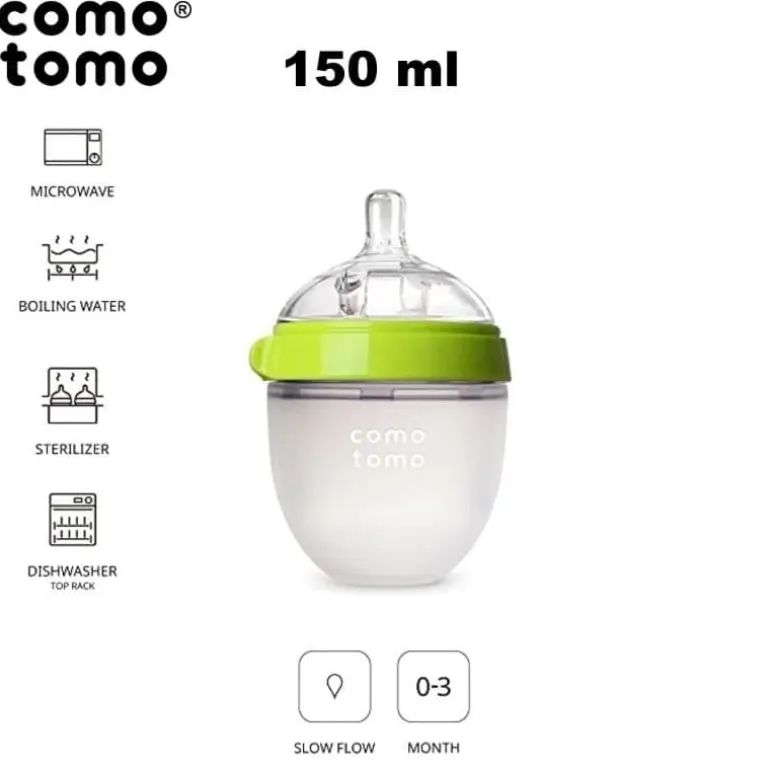 Butelka Antykolkowa Silikonowa Mom's Breast 150 Ml Green Newborn