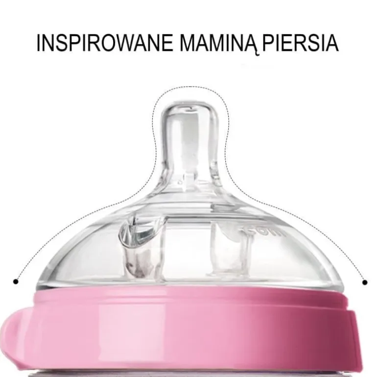 Butelka Antykolkowa Silikonowa Mom's Breast 150 Ml Pink Newborn