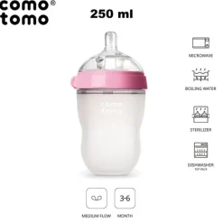 Butelka Antykolkowa Silikonowa Mom's Breast 250 Ml Pink Baby