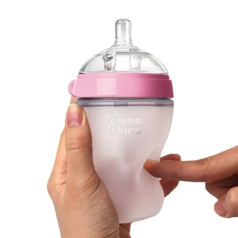 Butelka Antykolkowa Silikonowa Mom's Breast 250 Ml Pink Baby