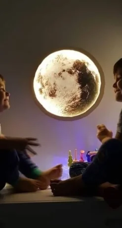 Drewniana Lampka Led Księżyc 30 24h