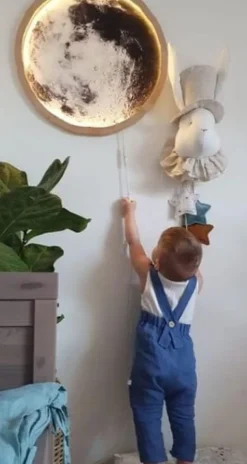 Drewniana Lampka Led Księżyc 55 24h
