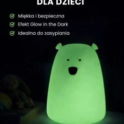 Fluorescencyjna Lampka Miś - Duża Nocna Lampka Silikonowa - z Pilotem