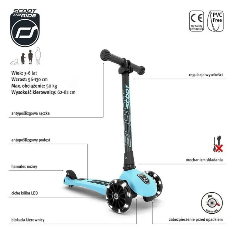 Hulajnoga Trójkołowa dla Dzieci Highwaykick 3 LED 3+ Blueberry