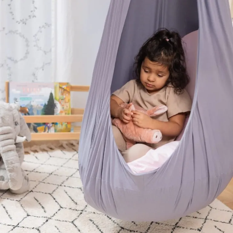 Huśtawka Kokon dla Dzieci DUŻA - Srebrzysty Króliczek