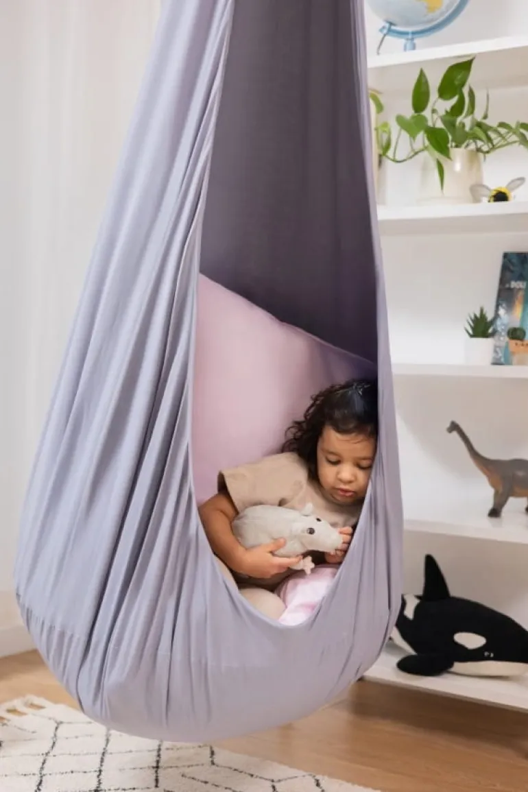 Huśtawka Kokon dla Dzieci DUŻA - Srebrzysty Króliczek