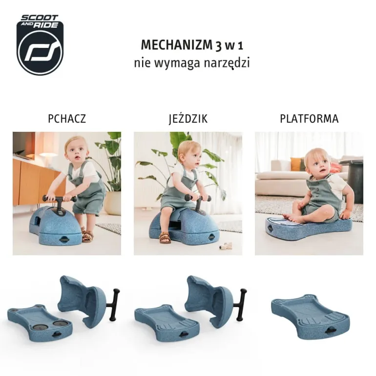 Jeździk Pchacz 3w1 My First 6m+ Steel