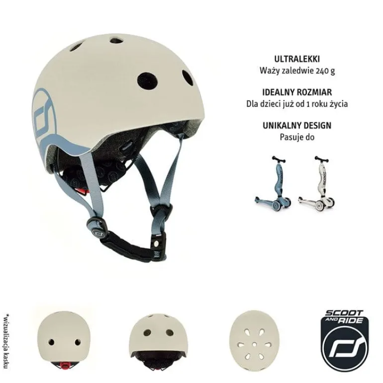 Kask dla Dzieci xxs-S 1-5 Lat Ash