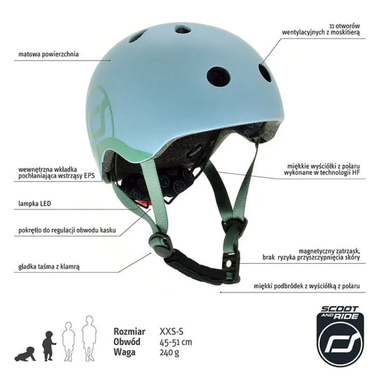 Kask dla Dzieci xxs-S 1-5 Lat Steel