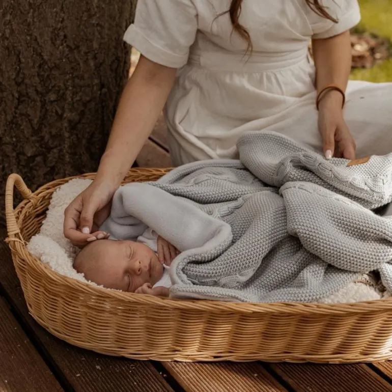 Kocyk dla Niemowlaka Bawełniany Zimowy Jasny Szary