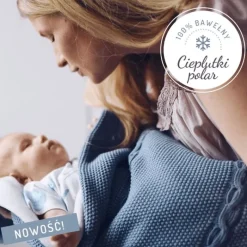 Kocyk dla Niemowlaka Bawełniany Zimowy Ocean Blue Ciemny Niebieski