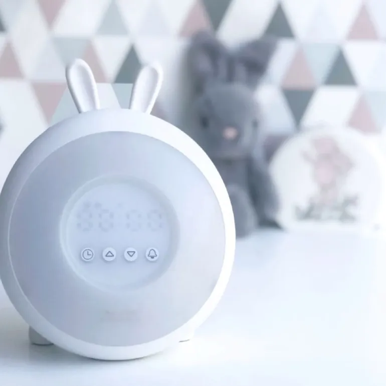 Lampka Led dla Dzieci Budzik Biały Królik