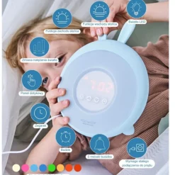 Lampka Led dla Dzieci Budzik Niebieski Królik