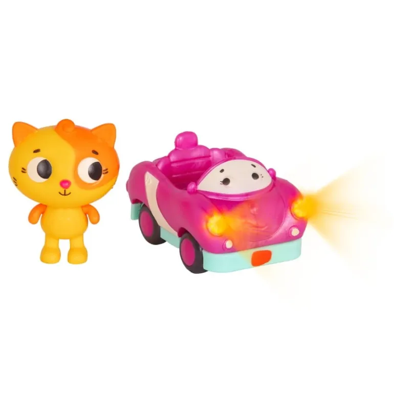 Light Up Cars – zestaw 3 miękkich AUTEK sensorycznych z Pasażerami - Żabką