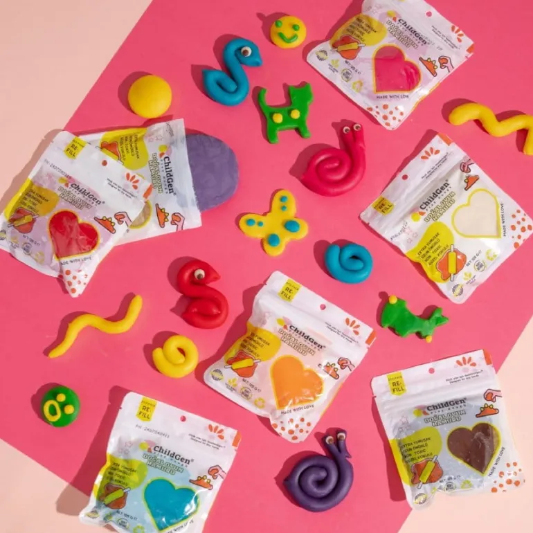 Naturalna ciastolina do zabawy, Kolory Podstawowe, eko-pack 6 szt. Re-Fill Play Dough