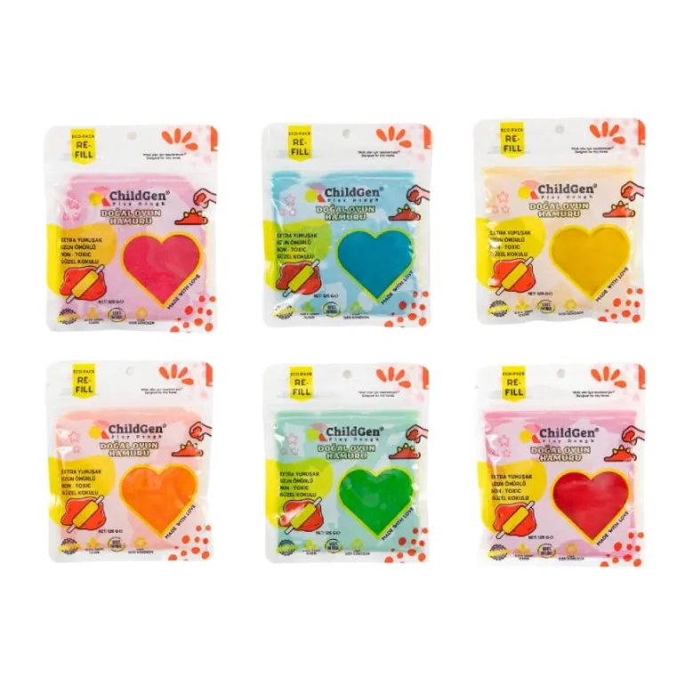 Naturalna ciastolina do zabawy, Kolory Podstawowe, eko-pack 6 szt. Re-Fill Play Dough