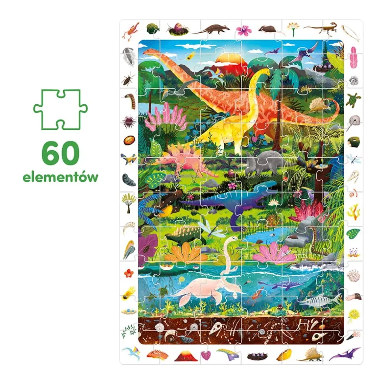 Obserwacyjne puzzle Dinozaury 60el. 4+