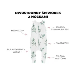 Śpiworek Niemowlęcy do Spania Dwustronny z Nóżkami Szare Kropki/Czarne Kropki 1-2 Lata