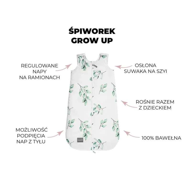 Śpiworek Niemowlęcy do Spania Grow Up Eukaliptus