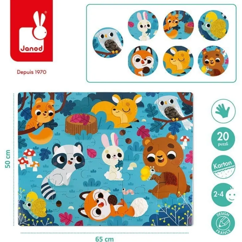 Puzzle dla Dzieci Sensoryczne Leśne Zwierzęta 20 el