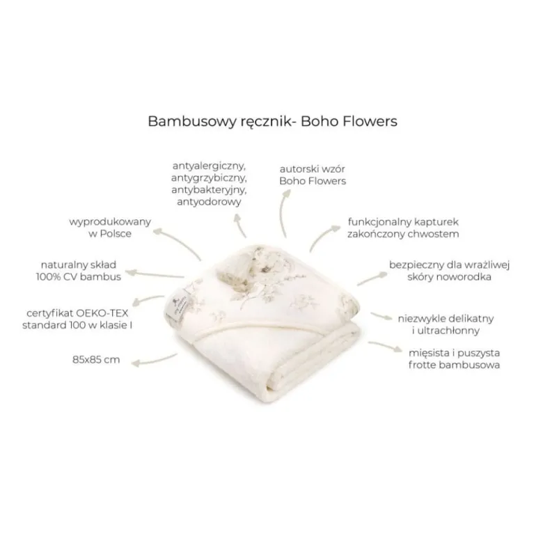 Ręcznik dla Niemowląt Bambusowy Boho Flowers